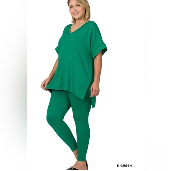 New!LAST ONE Plus Size Kelly GreenBrushed Microfiber Loungewear Set Sizes 1X - Picture 1 of 4